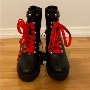 Combat boot with heels